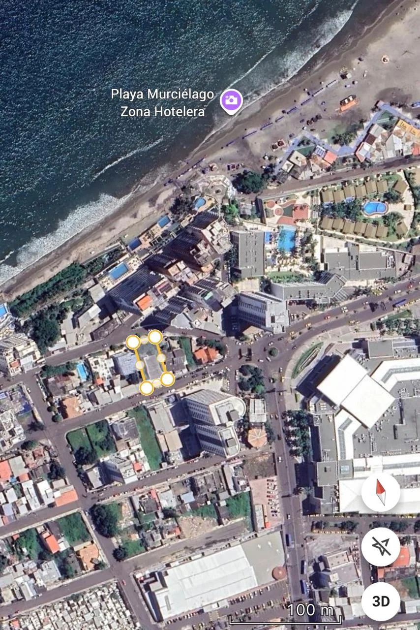 Vista aérea de ubicación cercana a Playa El Murciélago